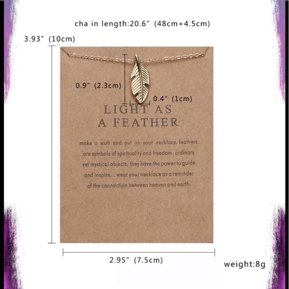 Light as a Feather Gold Necklace Wish Freedom